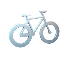 Fototapeta premium A sleek and modern holographic 3D icon of a bicycle, with clean and minimalistic design, featuring a glossy light blue finish, isolated on white background, ideal for cycling, fitness, transportation
