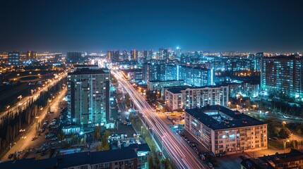 Obraz premium Night Cityscape: Illuminating Urban Landscape