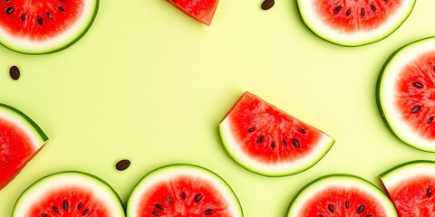 A vibrant and refreshing watermelon slices pattern, perfect for a summer concept, seasonal, texture, fresh
