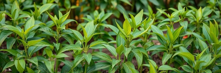 Obraz premium A vibrant and thriving pepper and vegetable garden in rural Vietnam highlighting sustainable agriculture practices, growth, leaves, sustainable