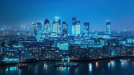 Fototapeta premium Night Lights of London: A Cityscape Panorama