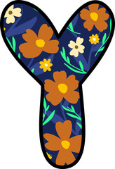 Floral uppercase alphabet Y