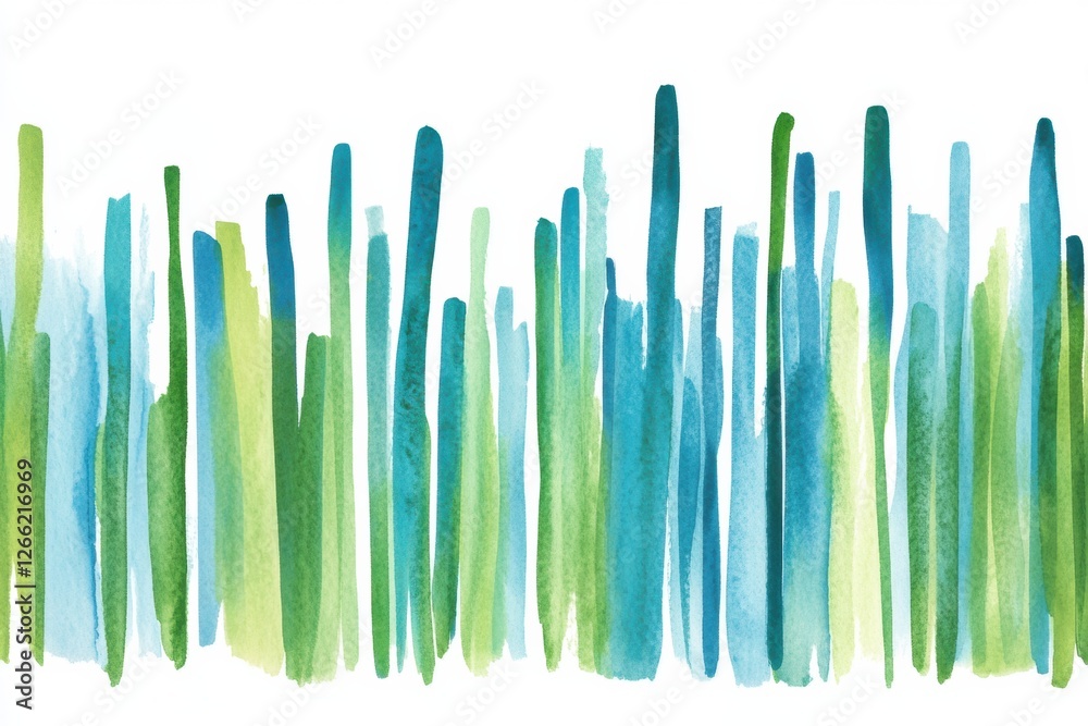 Leinwandbilder Vertical abstract lines representing gentle spring rain with shades of blue and green for a refreshing feel. Generative AI
