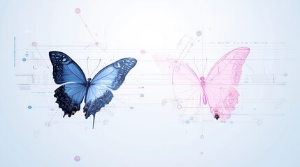 Fototapeta premium Elegant Butterfly PNG Tech Art Nature Design Illustration