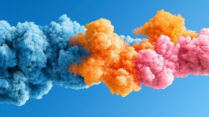 Fototapeta premium Abstract Colorful Smoke Clouds Blue Orange Pink Grunge Texture Artistic Background