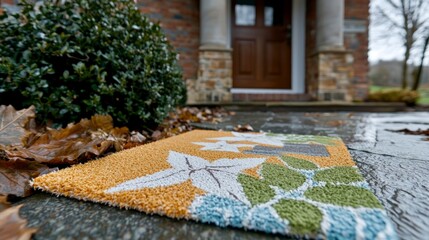 Autumn Leaves Doormat  Cozy Home Entrance Decor