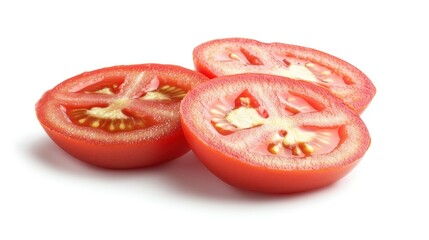 Close-up sliced tomatoes on white background