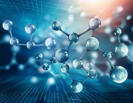 connexion entre des mol&eacute;cules, atome en tr&egrave;s gros plan en ia