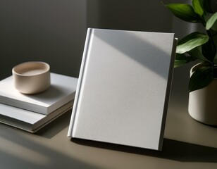 couverture d'un livre blanc avec zone d'écriture libre, présentation d'un livre, maquette libre en ia