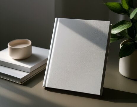 couverture d'un livre blanc avec zone d'écriture libre, présentation d'un livre, maquette libre en ia