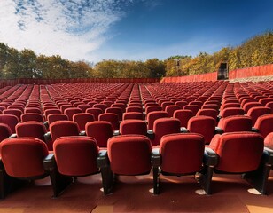Fototapeta premium détail d'une salle de spectacle avec de beaux fauteuils confortables en extérieur en ia 