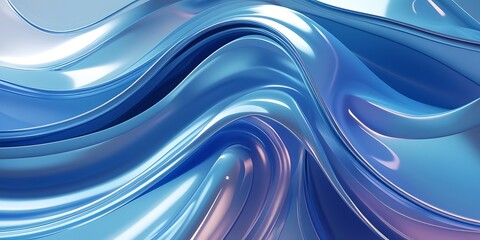 Glossy blue fluid waves with smooth, flowing curves and reflective surfaces creating a futuristic and abstract aesthetic, emphasizing modernity, movement, and digital design.

