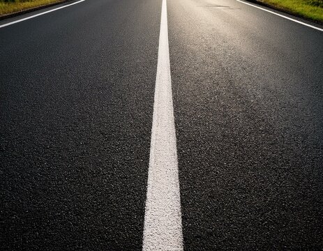 route en asphalte noire avec un bande blanche en ia ligne continue