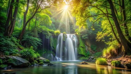 Obraz premium waterfall in serene forest