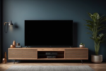 Modern living room with led TV and stylish furniture in a well-designed interior
