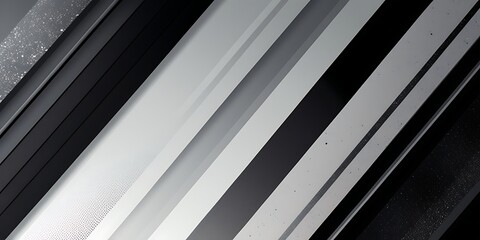 Obraz premium Minimalist geometric abstract composition featuring intersecting black and white 3D shapes with sharp edges and high contrast, creating a modern, dynamic, and futuristic aesthetic.
