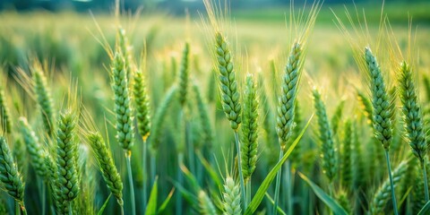 Fototapeta premium Wheat and tares intertwined in a lush green field with tall stalks swaying gently in the breeze, rural, serenity