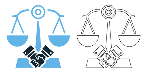 Dispute resolution litigation law icon vector, legal, conflict and arbitration pictogram symbol ui and ux design, glyphs and stroke line