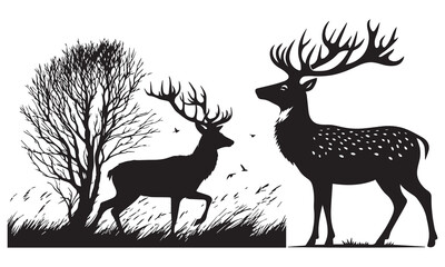 set of deer silhouettes