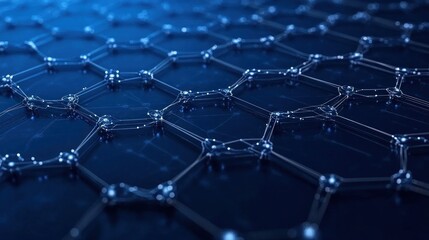 Obraz premium Abstract Network Structure: Deep Blue Hexagonal Grid