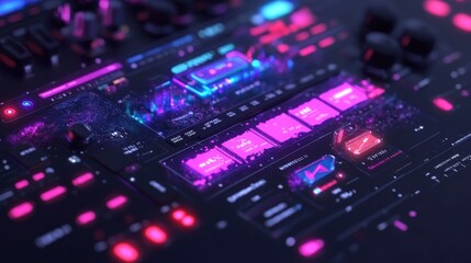 Futuristic Digital Interface: Neon Cyberpunk Technology Dashboard