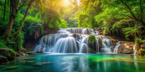 Obraz premium waterfall in serene forest, natural beauty, nature scenery, natural beauty