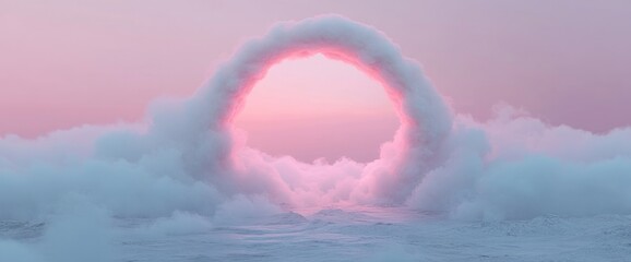 Surreal Pink Cloud Archway: A Dreamlike Landscape