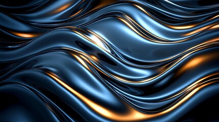 Obraz premium Abstract Fluid Motion with Shiny Metallic Waves and Glowing Highlights