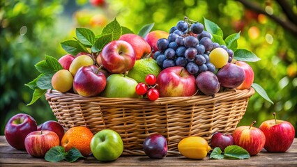Vibrant fruit basket with colorful arrangement of juicy apples