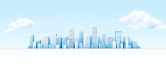 Fototapeta premium Serene Cityscape: A Modern Metropolis Under a Calm Sky