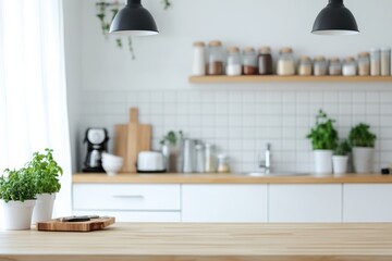 Fototapeta premium Empty kitchen counter, ready for cooking.
