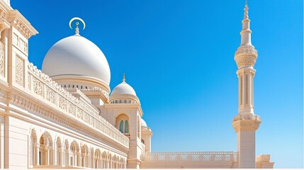Fototapeta premium Majestic Middle Eastern Mosque Architecture Domes Minaret Islamic Design