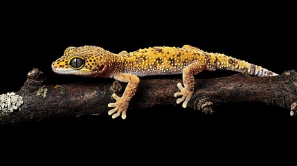Naklejka premium Leopard Gecko on Driftwood Branch