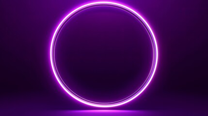 Fototapeta premium Neon Purple Circular Frame on Dark Background for Design Projects