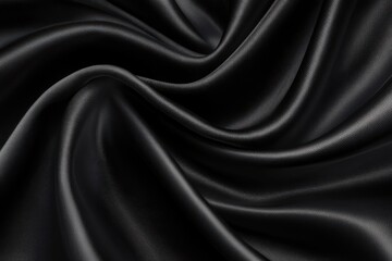 Fototapeta premium Smooth Black Fabric Texture with Elegant Flowing Drapery