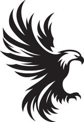 Stylized eagle in flight, black silhouette.