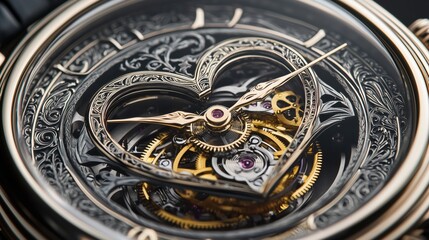 Obraz premium Exquisite Open-Heart Mechanical Watch with Intricate Gears
