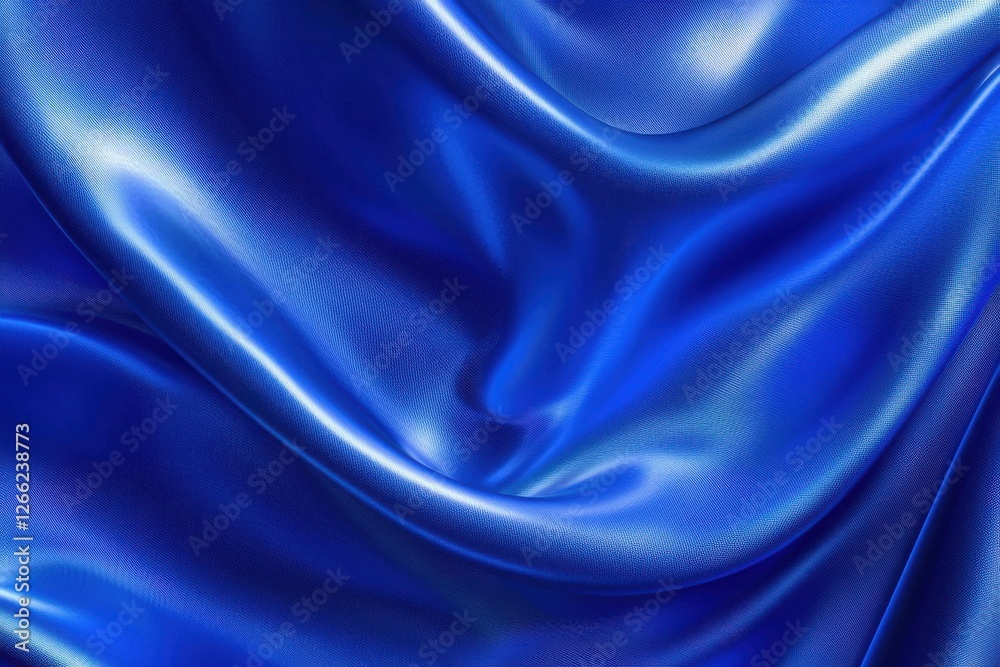 Wall mural smooth blue fabric texture with soft waves and shimmering surface
