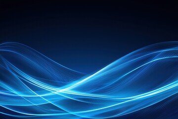 Abstract Blue Light Waves Flowing Across a Dark Background