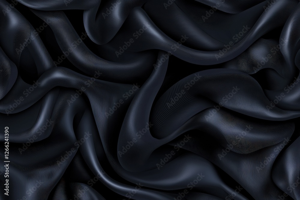 Wall mural elegant dark fabric texture with flowing wavy patterns and shadows