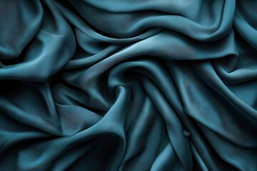 Fototapeta premium Elegant teal fabric with soft drapes and flowing textures