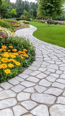 Obraz premium Stone Path Through a Colorful Garden