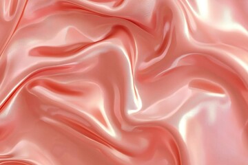 Fototapeta premium Smooth silk fabric in soft peach color with gentle waves and folds