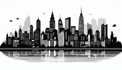 Naklejka premium city silhouettes cityscape with town skyline