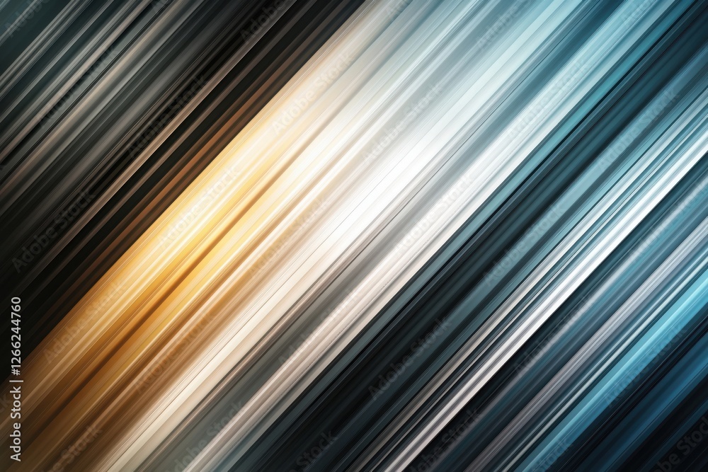 Wall mural abstract dynamic lines in blue and gold with elegant motion effect