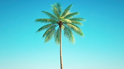 Obraz premium Single Palm Tree Against Clear Blue Sky