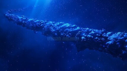 Cosmic Space Rock Formation Floating in Deep Blue Universe