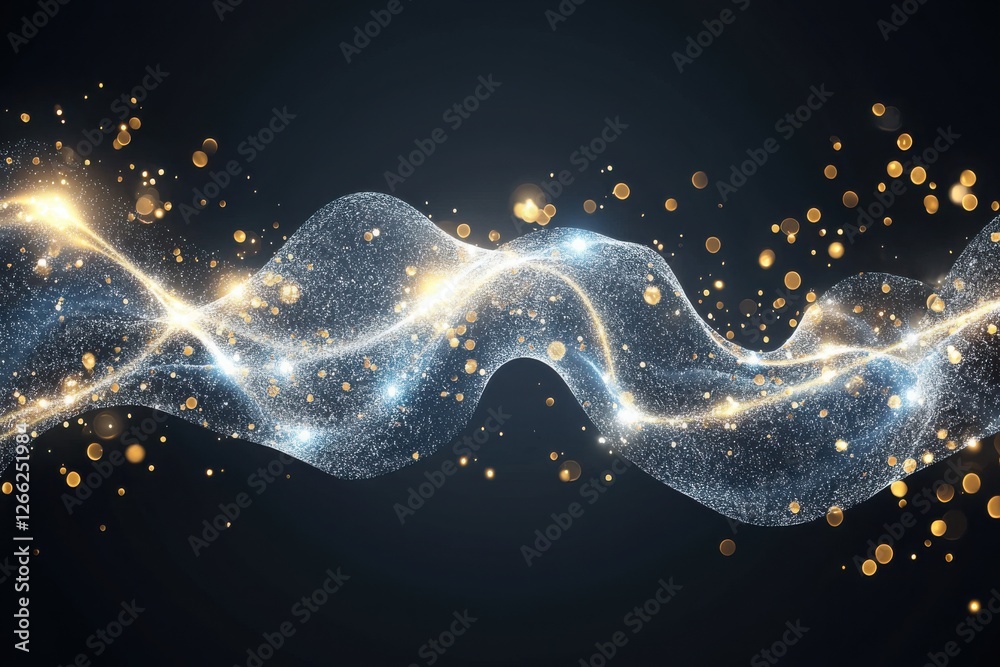 Canvas Prints abstract glitter waves with shimmering lights on dark background