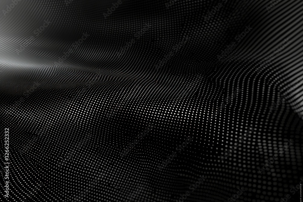 Wall mural abstract pattern of black waves with dots and light reflections