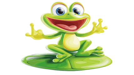 Happy Cartoon Frog on Lily Pad